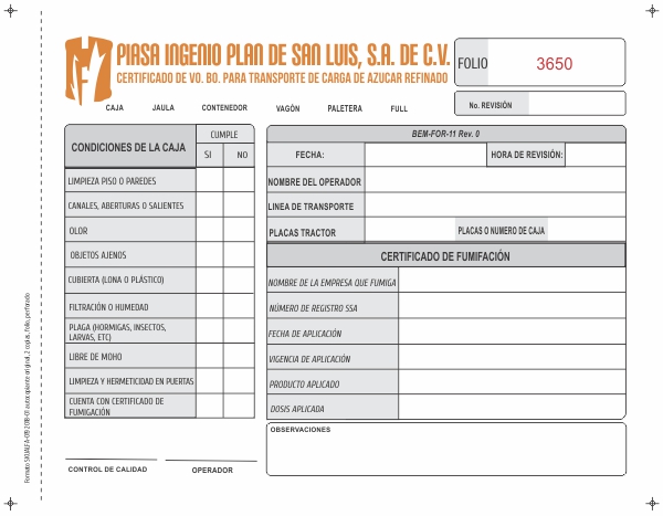 Formatos Autocopiante, Orig. c/2Copias, Folio y Perf, 2Tintas